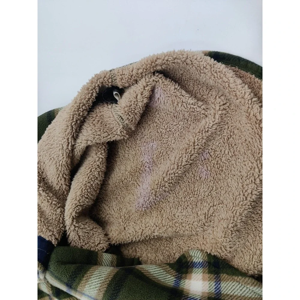 Freedom Foundry Men's L/G Green Plaid‎ Sherpa Lined Fleece Shirt Jacket